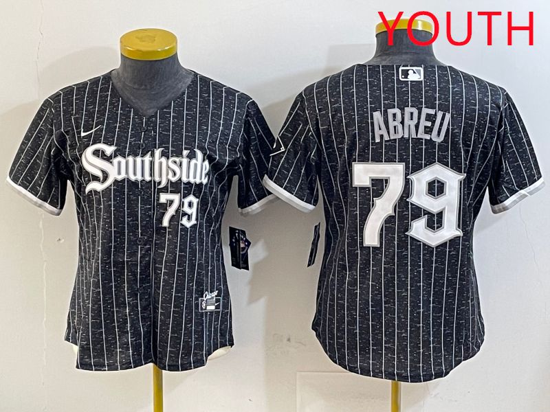 Youth Chicago White Sox #79 Abreu Black Stripe City Edition Game 2025 Nike MLB Jersey style 1